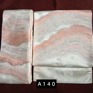 A140 이부식 만들기 오비 후쿠로 오비 이중 북 핑크 실버 물결 무늬