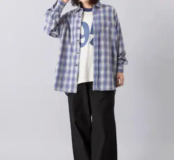 ciao 남성용 여성용 옴브레 체크 셔츠 얇은 소재 긴팔