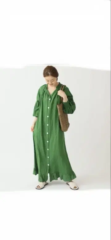 IENA 코튼 린넨 헴 프릴 원피스 몇 시간 착용