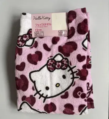 아베일 키티 헬로키티 페이스 타월 레오파드 무늬 2장