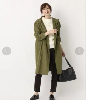 후드 부착 트렌치코트 올리브
