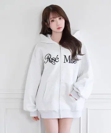 로제 뮤즈 3d logo zip hoodie 화이트