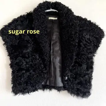 sugar rose 블랙 퍼 쇼트 가디건 볼레로 파티