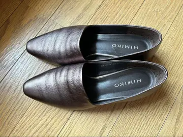 히미코 메탈 라인 소프트 가죽 플랫 펌프스 21.5cm