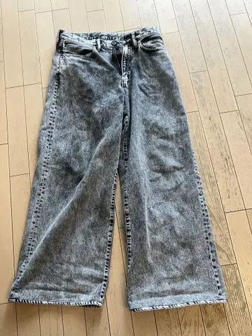 ACID WASHED MODERN DENIM WIDE TROUSERS