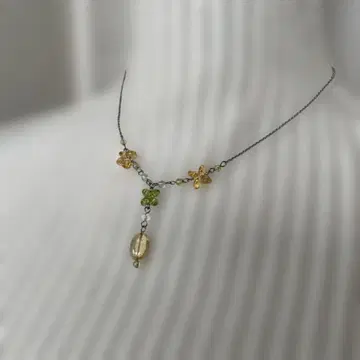 꽃 모티브 롱 목걸이