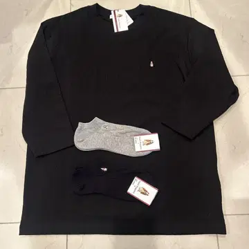 Hush Puppies 블랙 긴팔 티셔츠 L 사이즈 양말 2켤레 포함