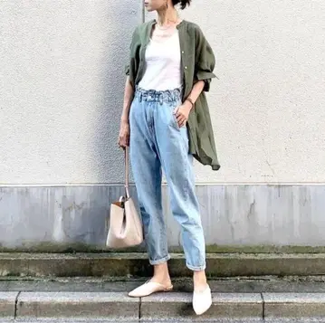 새상품급 ZARA 자라 하이라이즈 배기 데님 팬츠 EUR36