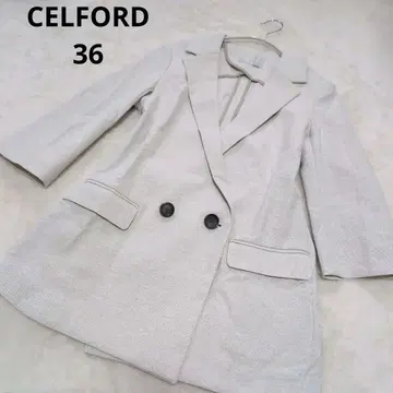 CELFORD 린넨 혼방 자켓 7부 소매 36 라이트 베이지