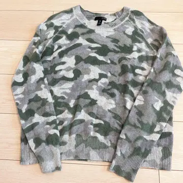 AQUA CASHMERE 카모 패턴 긴팔 니트 스웨터 캐시미어