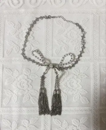 타나카 다이스케 pearl ribbon chain necklace