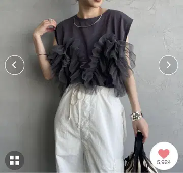 nenom 멀티 WAY 뷔스티에풍 튤 프릴 도킹 슬리브리스 T셔츠