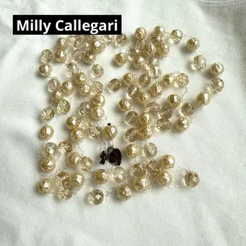 Milly Callegari 펄 x 클리어 베이지 목걸이 샴페인