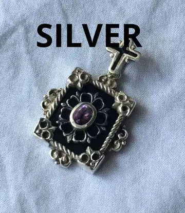 빈티지 오닉스 자수정 실버 펜던트 탑 SILVER
