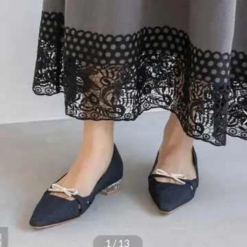 RANDA 커팅 디자인 플랫 펌프스 (NAVY) 23.5cm