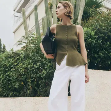 H&M 리브 니트 페플럼 베스트 XS 새상품