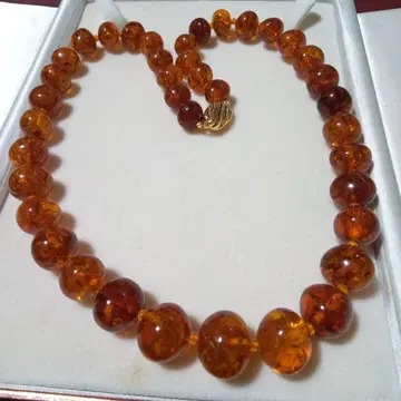 오렌지 앰버 비즈 목걸이