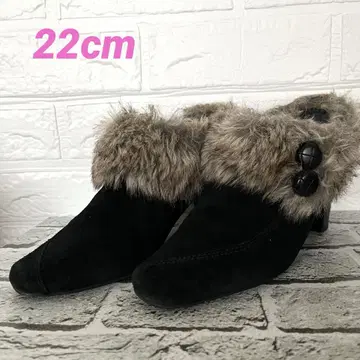 coca 코카 퍼 달린 블랙 스웨이드 부티 사이즈 35 22cm
