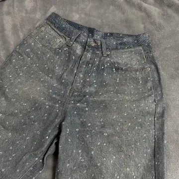 도트 스톤 와이드 데님 팬츠 blackicon