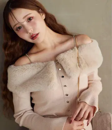 인조 모피 비쥬 니트