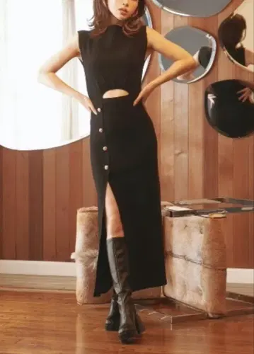 [미사용 새상품] Darich 다리치 퀼팅 버튼 리브 원피스