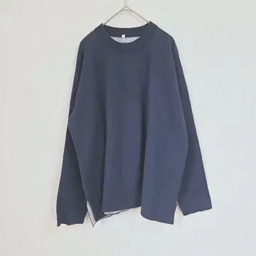 무인양품 XL 긴팔 맨투맨 트레이닝복 네이비 슬릿 크루넥