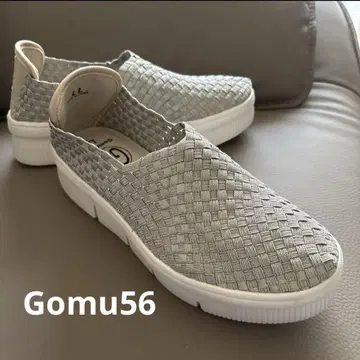 [ Gomu56 ] 고무 고무 통굽 메쉬 스니커즈 슬립온 LL 실버