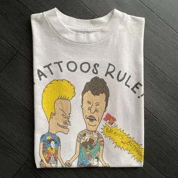 90s BEAVIS AND BUTT-HEAD 셔츠 USA제 화이트 L
