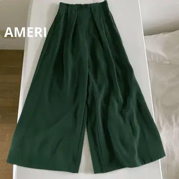 AMERI 아메리 턱 플레어 와이드 팬츠 이지 팬츠 다크 그린