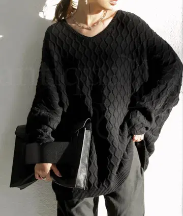 안티카 아란 패턴 돌먼 니트 니트 여성용 긴팔