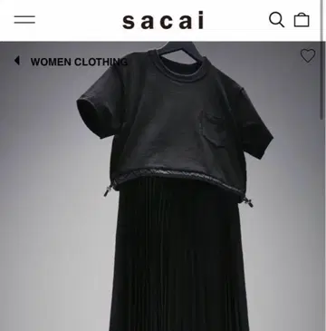 [ sacai ] Cotton Jersey x Satin Dress