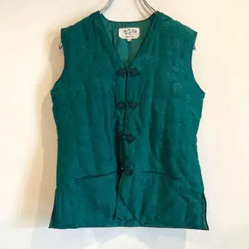 빈티지 차이나 충전솜 실크 베스트