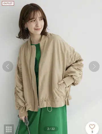 [ 쇼콜라피네 로브 ] MA1 소매 개더 밑단 프릴 베이지