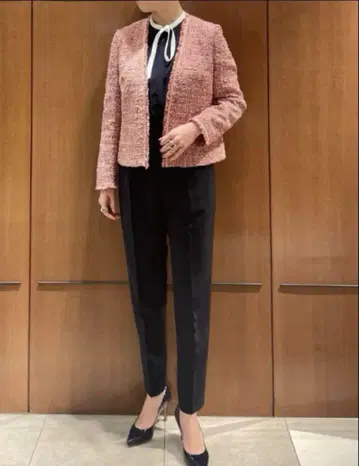 투모로우랜드 ballsy 노카라 트위드 자켓