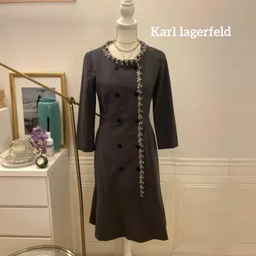 [ 4만 엔 ] Karl lagerfeld 트위드 파이핑 디자인 원피스