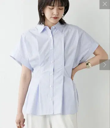 허리 턱 셔츠 블루