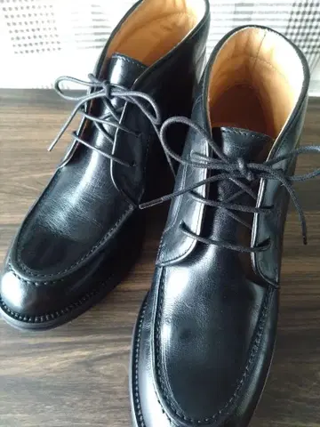 가죽 블랙 레이스업 부츠 25cm