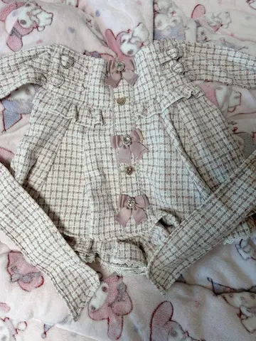 LIZLISA 리즈리사 트위드 서스펜더 치마바지 핑크