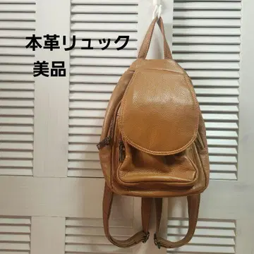 새상품급 천연 가죽 백팩 카멜