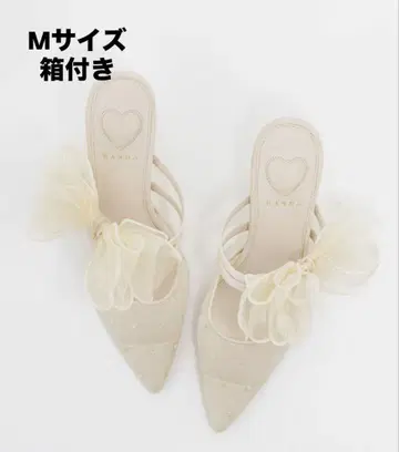 RANDA 쉬폰 리본 하트 뮬 펌프스 M 사이즈