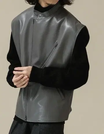나노 유니버스 VEGAN LEATHER 풀 ZIP 베스트