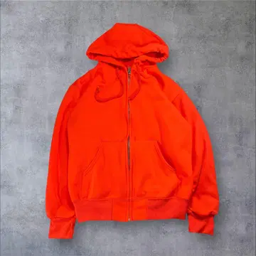 90s 지퍼 후드티 vintage 오렌지 크롭 Y2K