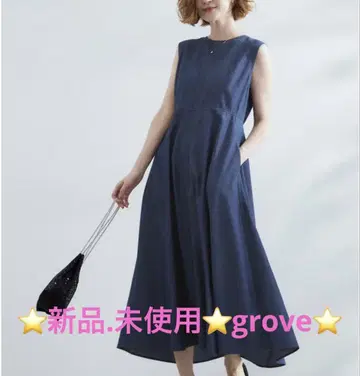 새상품. 미사용 grove 깔끔해 보이는 가벼운 데님 슬리브리스 원피스