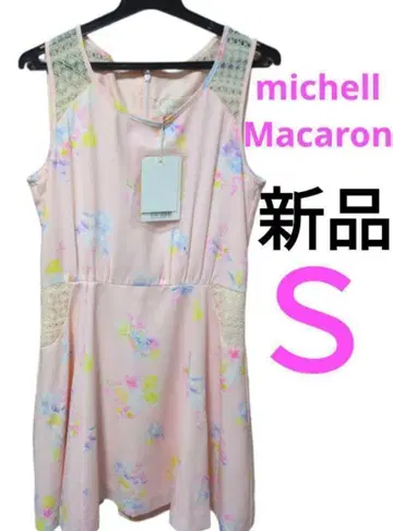 미셸 마카롱 새상품 원피스 꽃무늬 핑크 S 양산형 슬리브리스 여름/가을