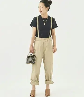 새상품급 플라주 제조 가공 서스펜더 치노 팬츠 36 Plage