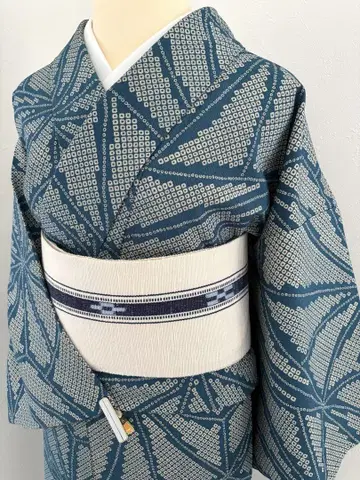 산비의 워셔블 기모노 블루그린에 아사노하