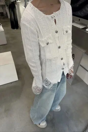 [ LUV CODE ] damage tweed jacket