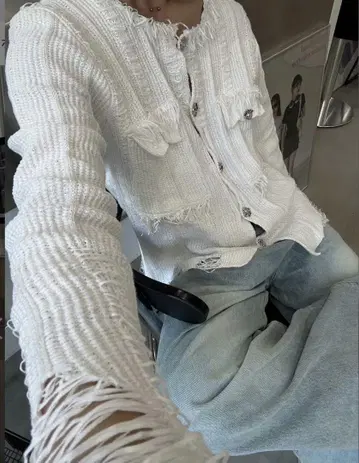[ LUV CODE ] damage tweed jacket