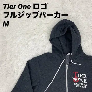 풀 집업 후드티 후드 Tier One 로고 다크 그레이 M 사이즈 남성용