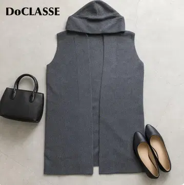 J988@ DoCLASSE 리브 후드 부착 니트 베스트 M 사이즈